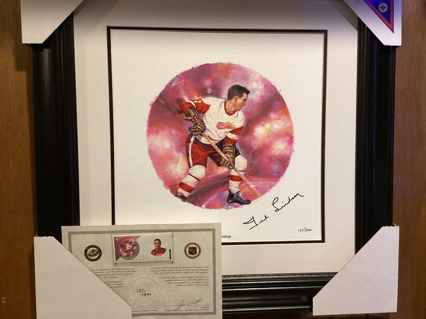 Ted Lindsay signed NHL Lithograph