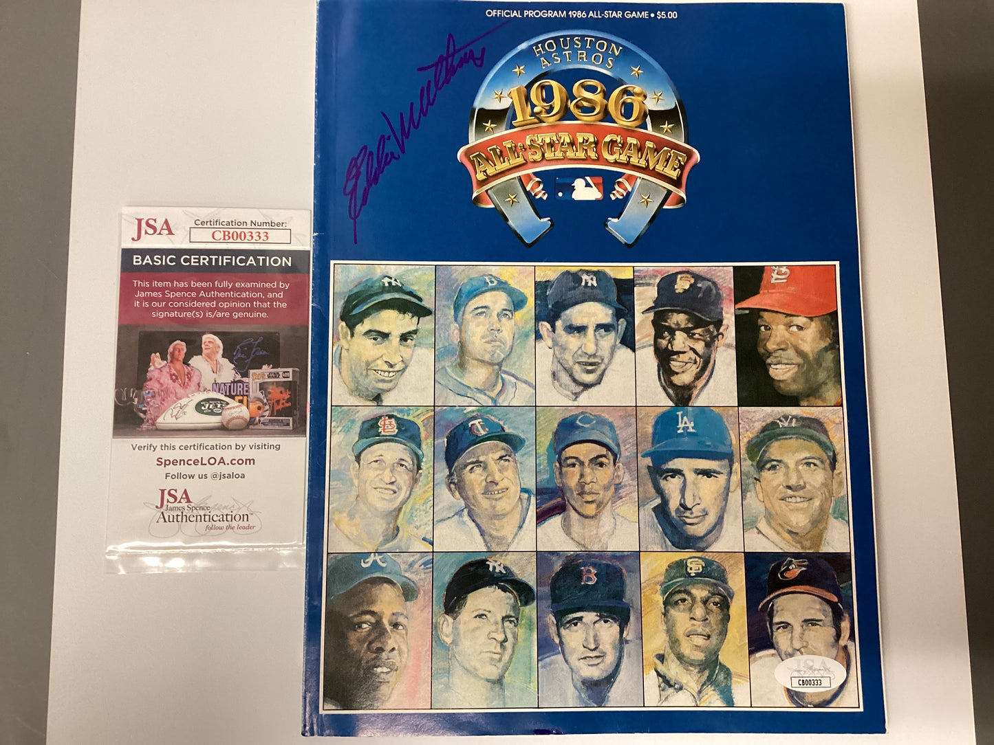 Official Program 1986 All-Star Game Magazine Signed By Eddie Mathews With JSA COA
