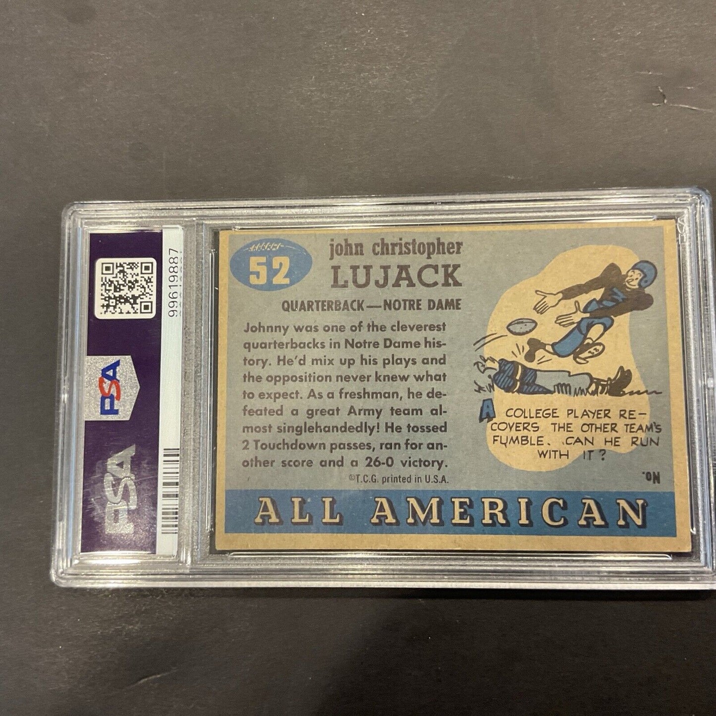 1955 Topps all American #52 John Lujack PSA 4