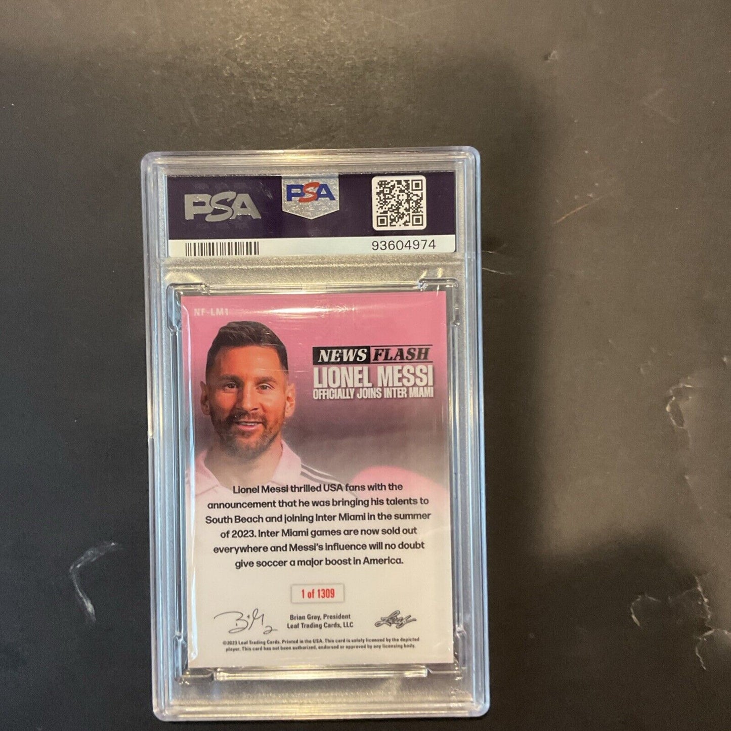 2023 Leaf Web Exclusives #LM1 Lionel Messi Leaf News Flash PSA 9