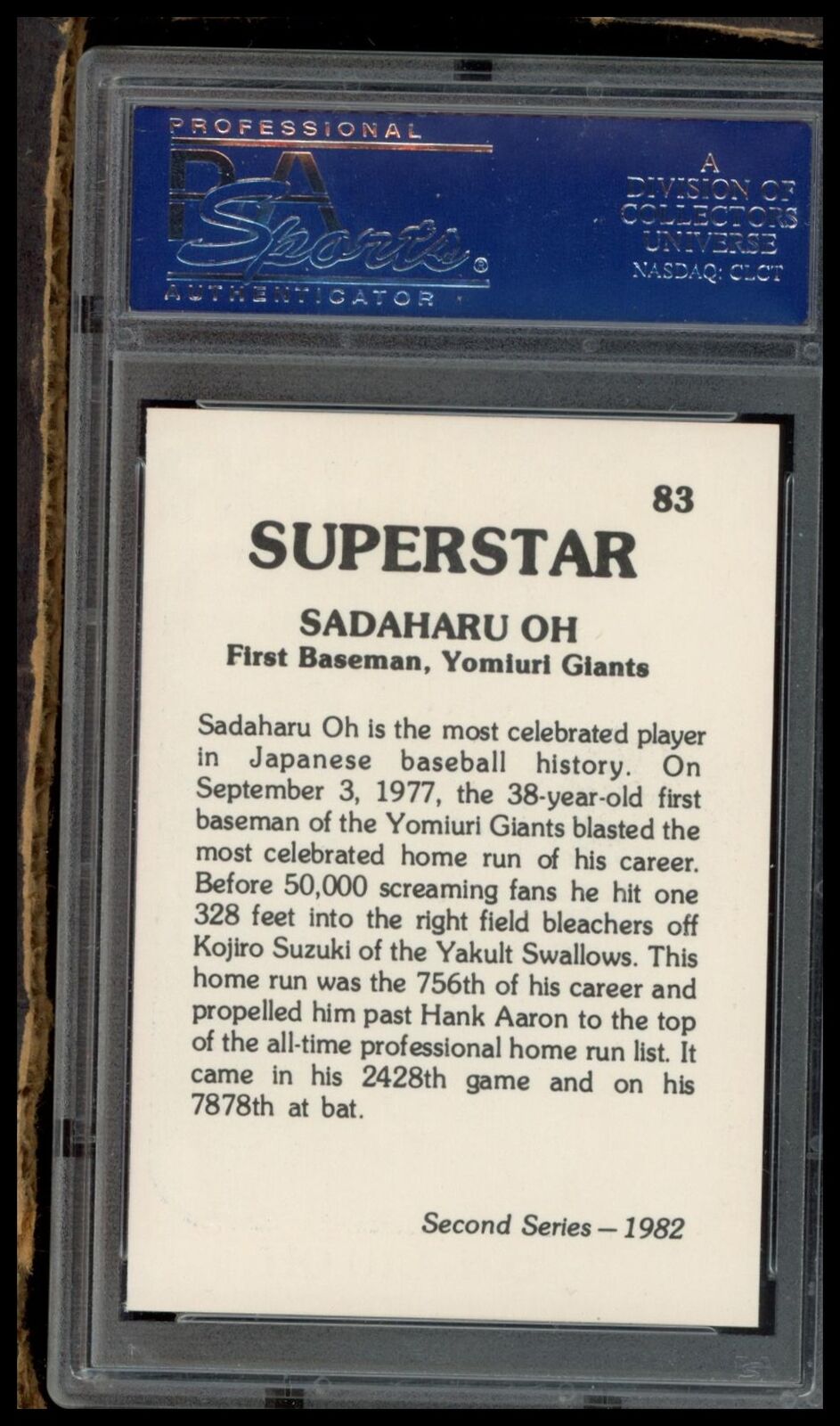 1982 Superstar #83 Sadaharu Oh PSA 9