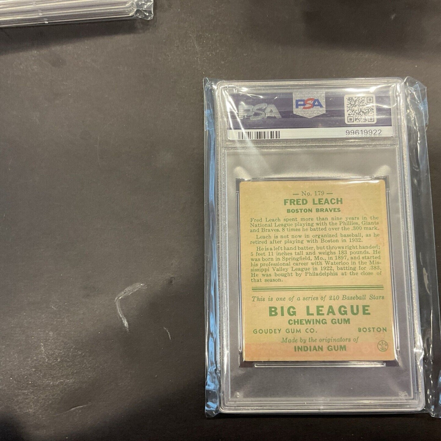 1933GOUDEY Fred Leach #179 PSA 1 Really Nice Card.