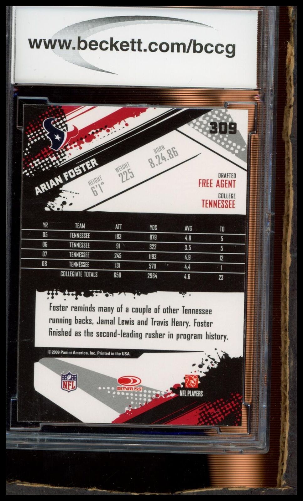 2009 Score #309 Arian Foster BCCG 10