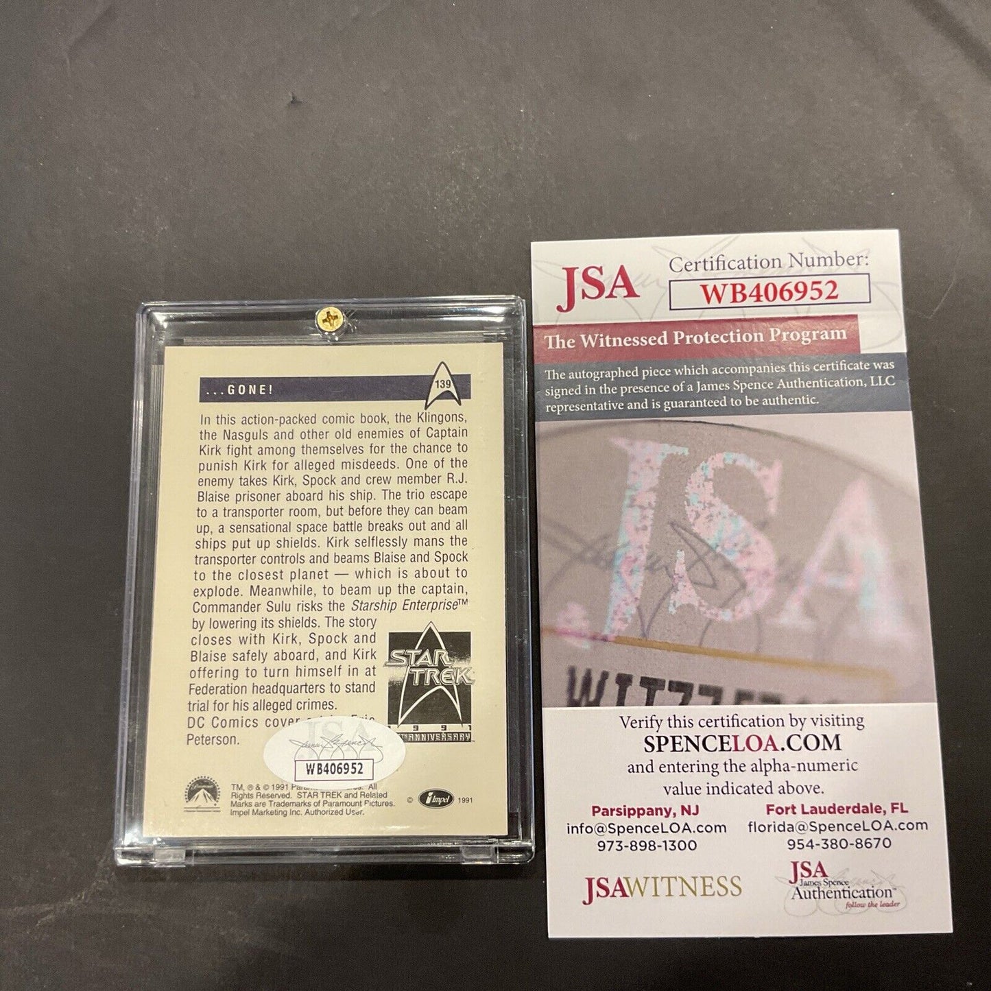 Autographed William Shatner Star Trek card 1991 JSACOA