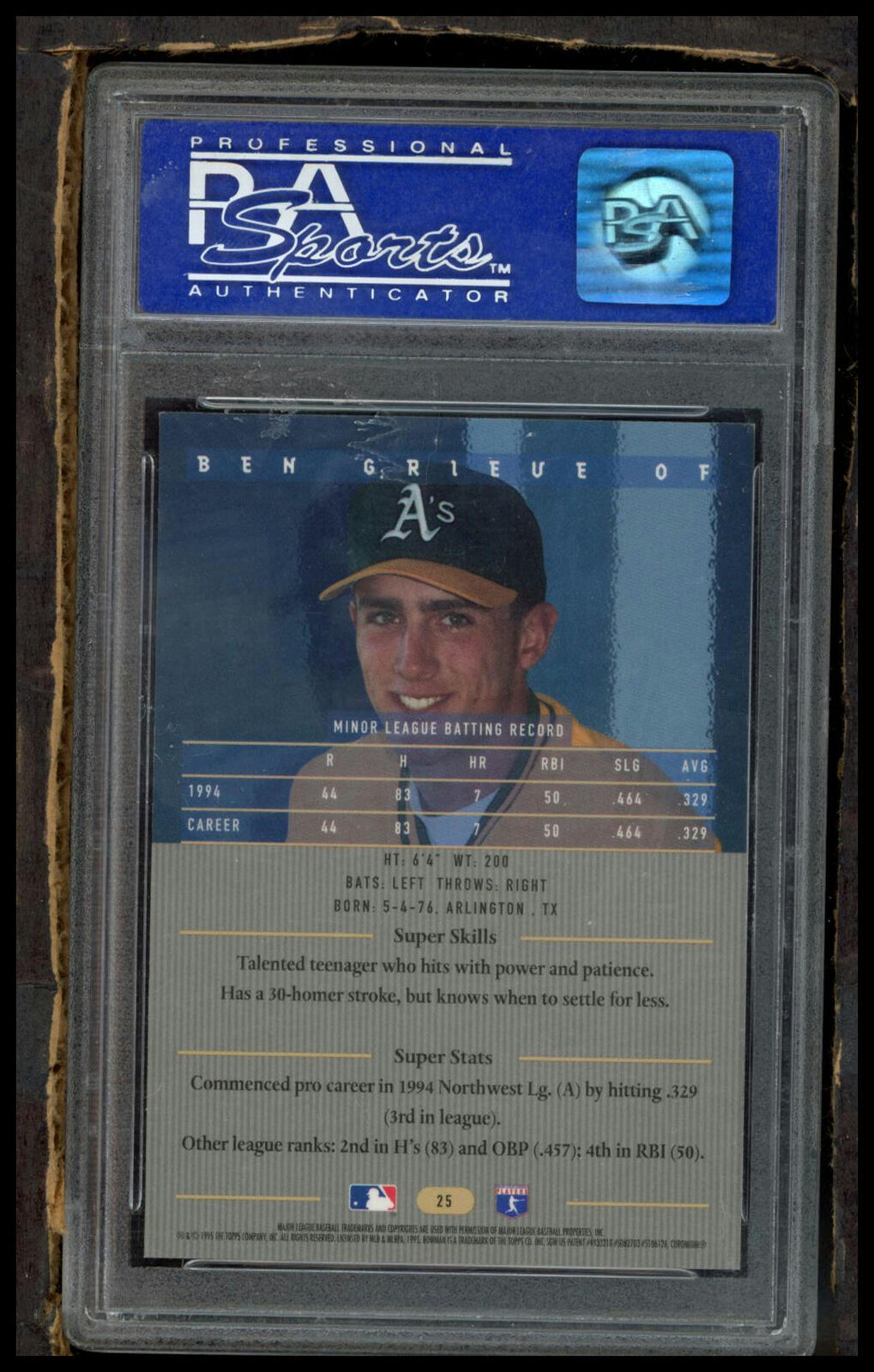 1995 Bowman'S Best #25 Ben Grieve Blue PSA 8