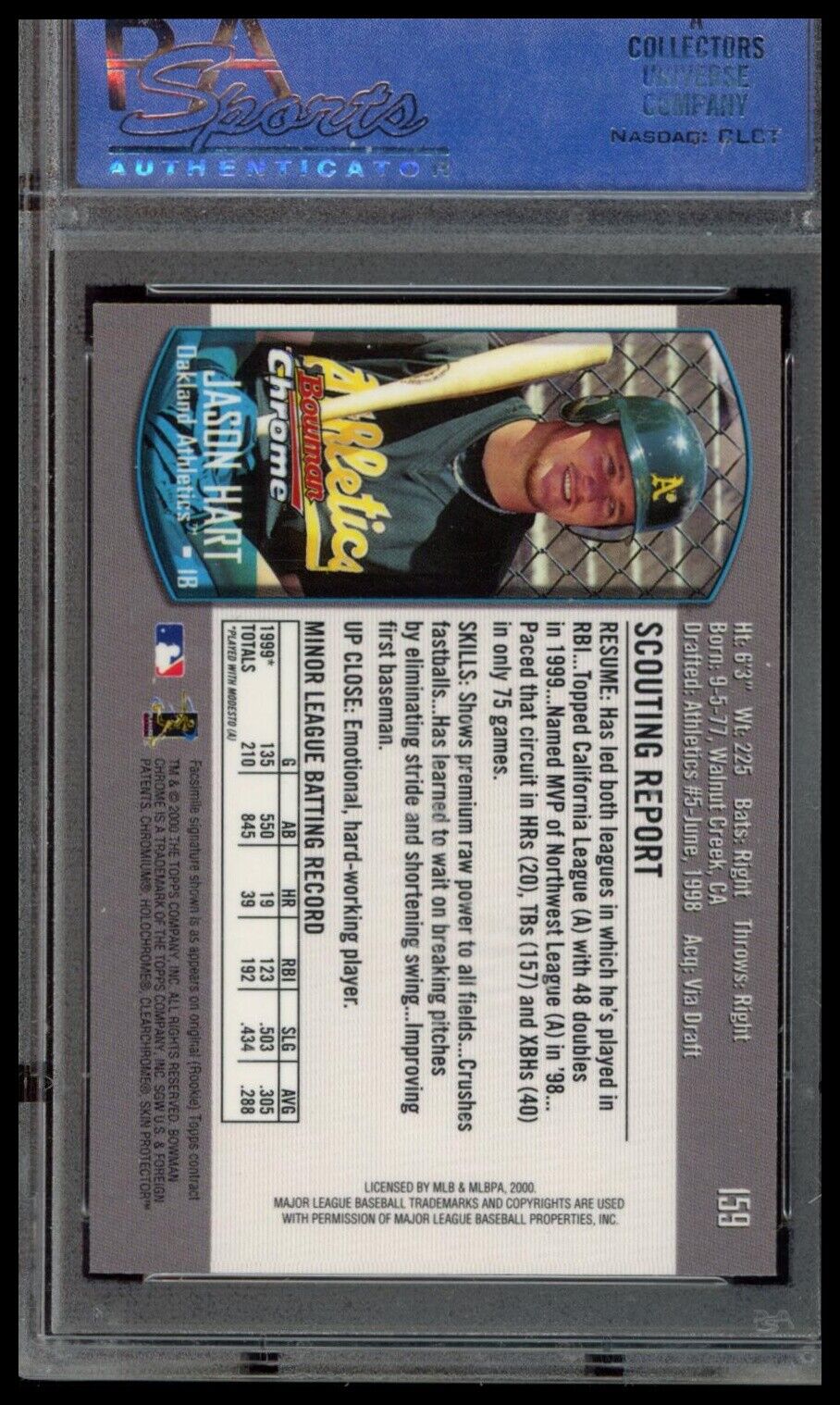 2000 Bowman Chrome #159 Jason Hart PSA 9