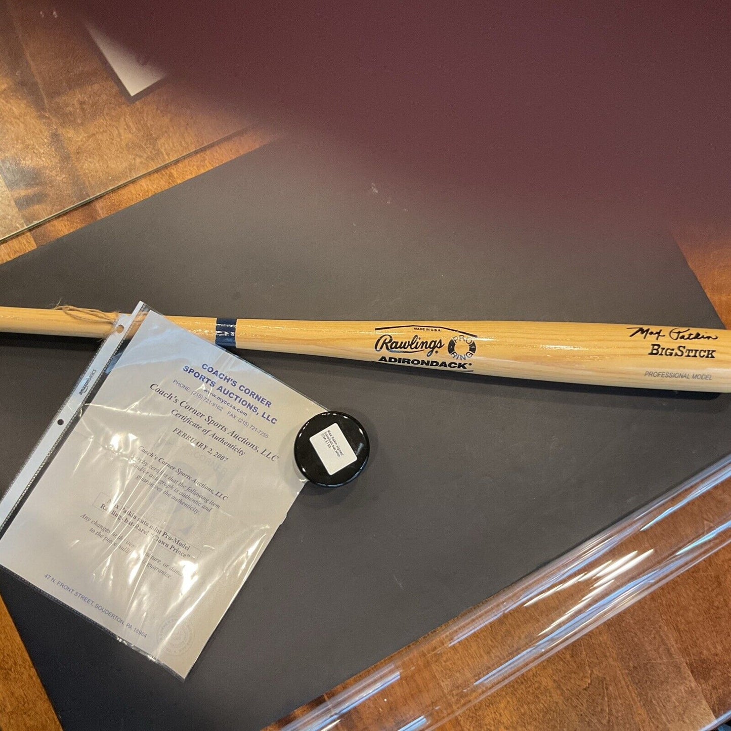 Max Pakin Autographed baseball bat with certification of authenticity