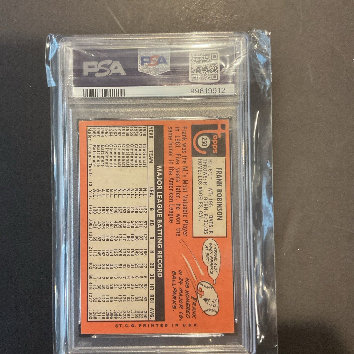 1969 Topps #250 Frank Robinson PSA 2