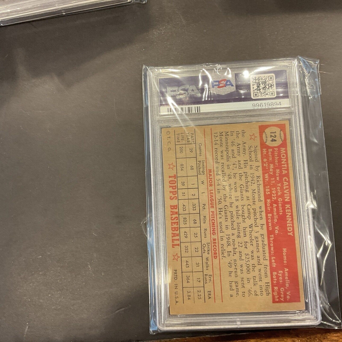 1952 Topps #124 Monty Kennedy PSA 4