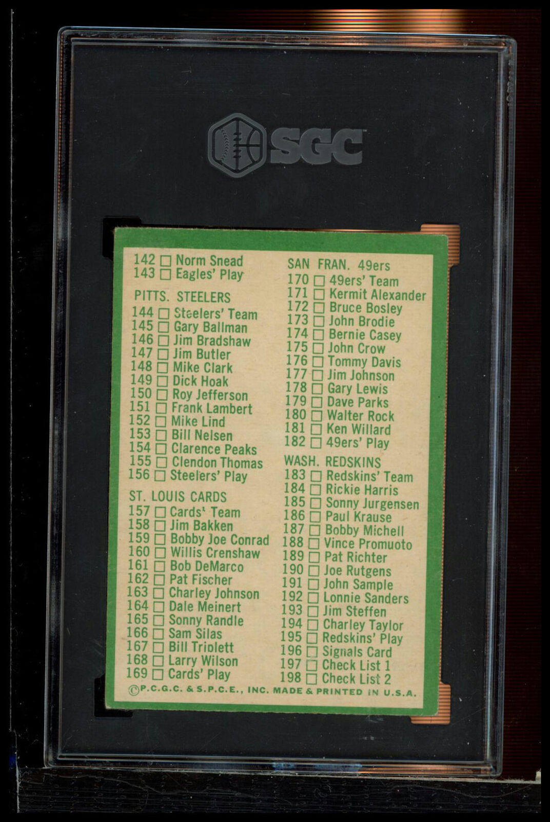 1966 Philadelphia #197 Checklist 1-99 SGC 2.5