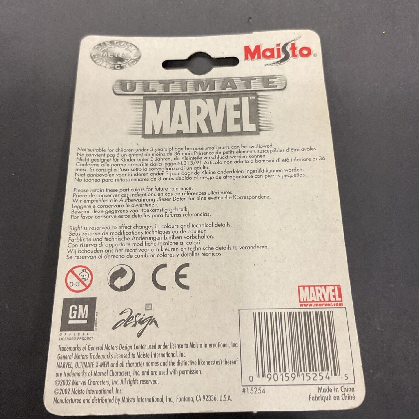 MARVEL COMICS ULTIMATE MARVEL MAISTO DIE-CAST CARS NEW 2002