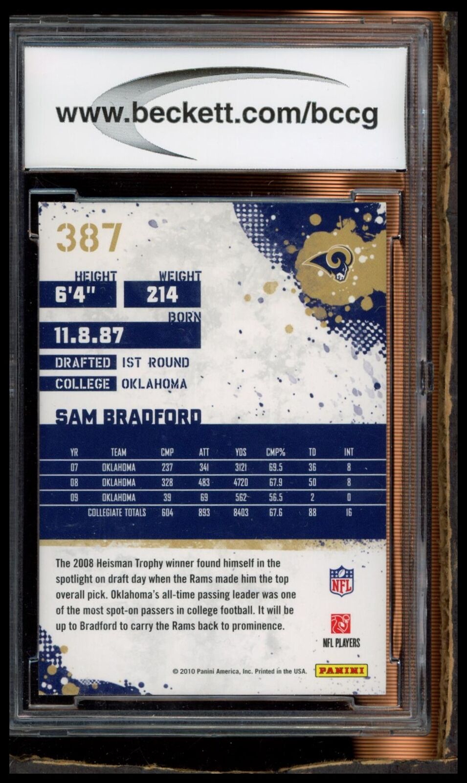 2010 Score #387 Sam Bradford BCCG 10