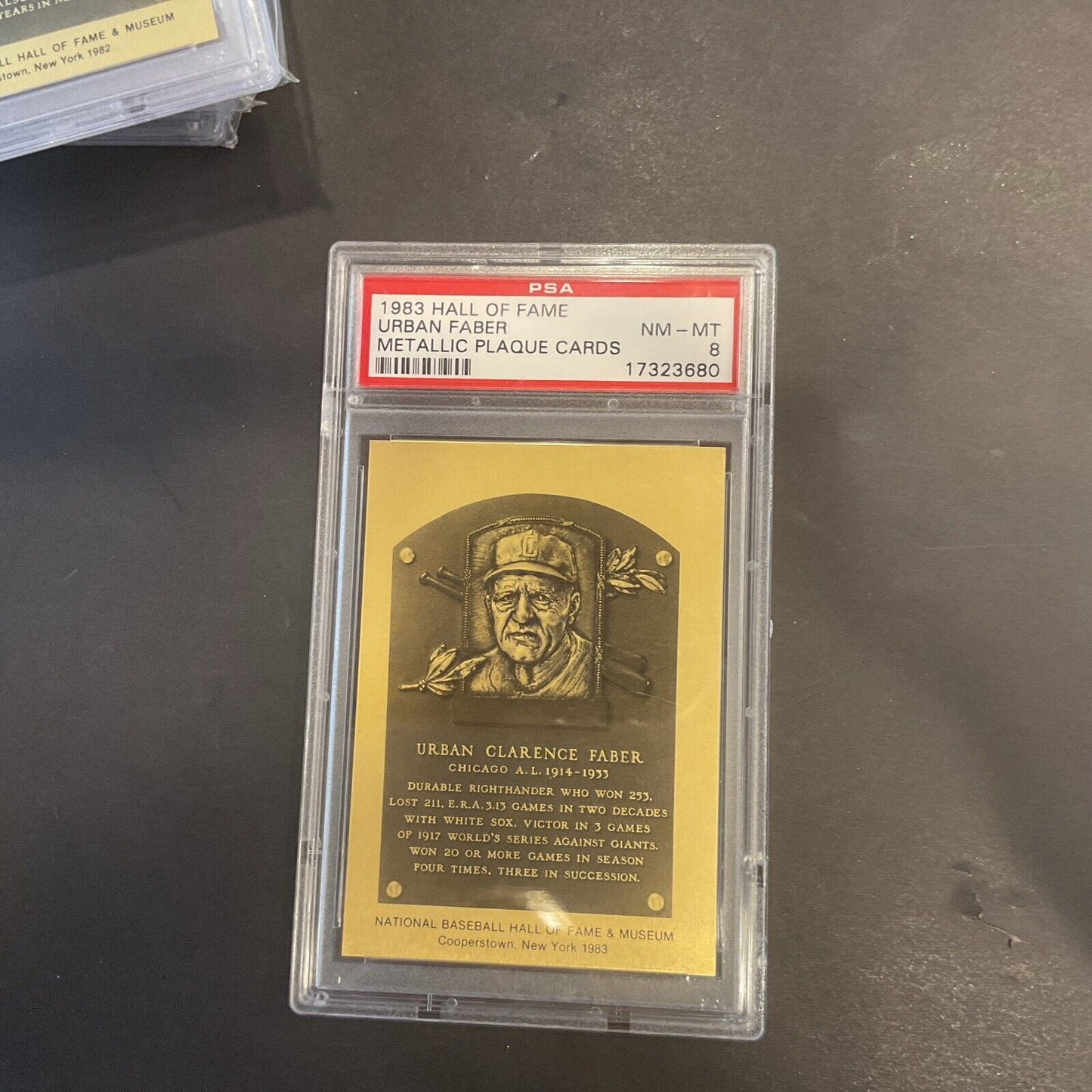 1983 Hall Of Fame Irvin Faber Metallic Plaque Card PSA 8