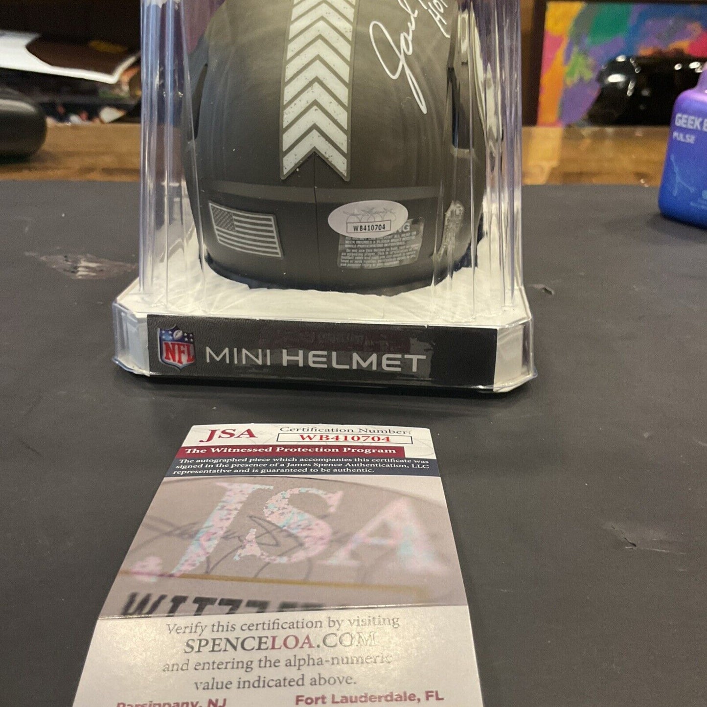 Jack Hamm autographed mini helmet with JSA authentication