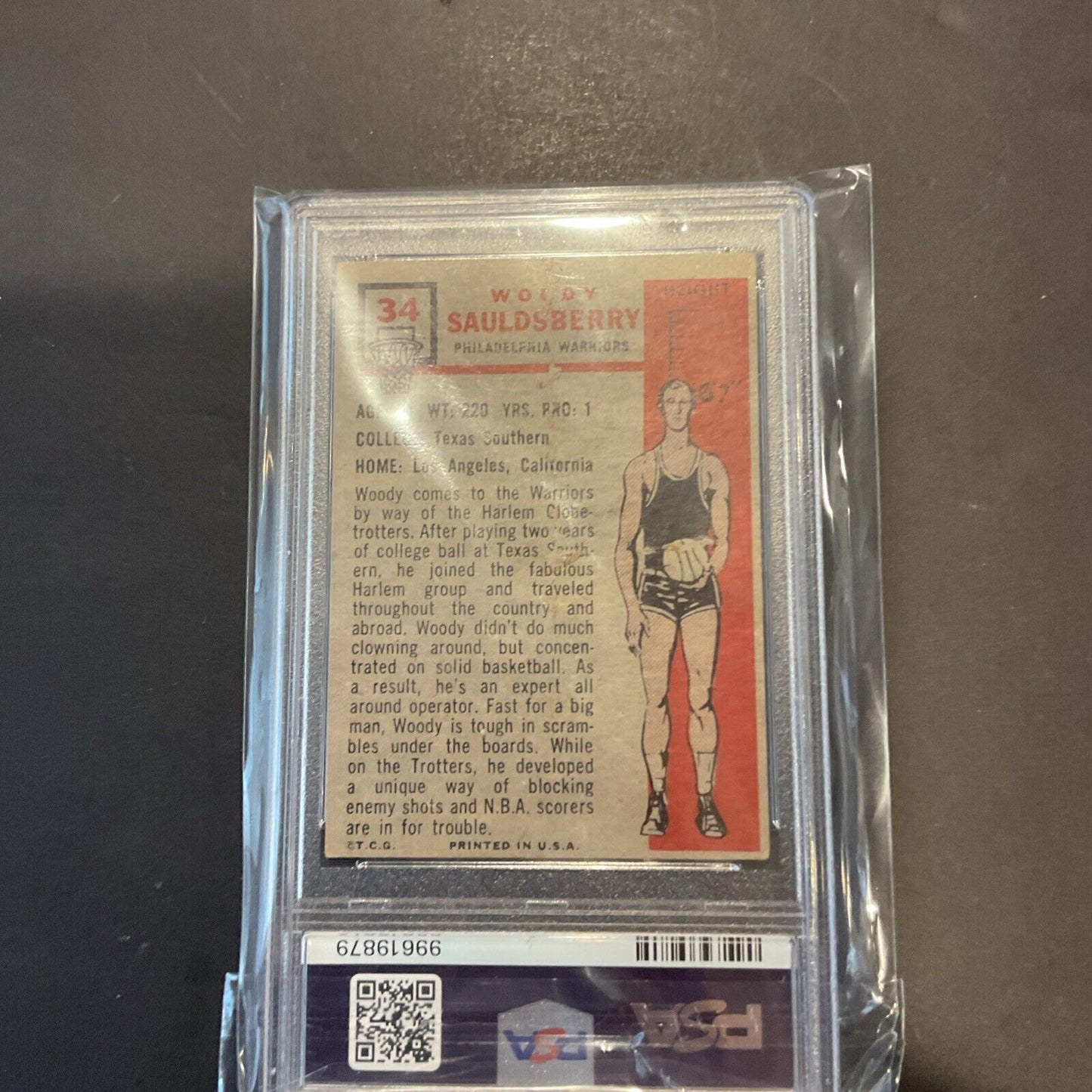 1957 Topps #34 Woody Sauldsberry PSA 2