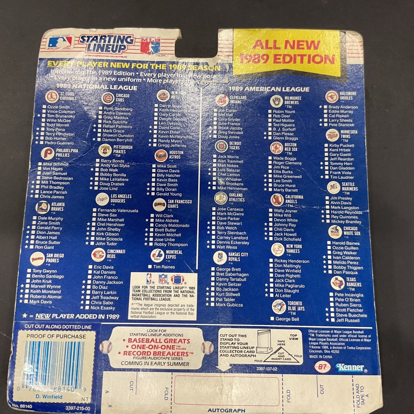 Vintage Kenner MLB Starting Lineup Dave Winfield Figure 1989