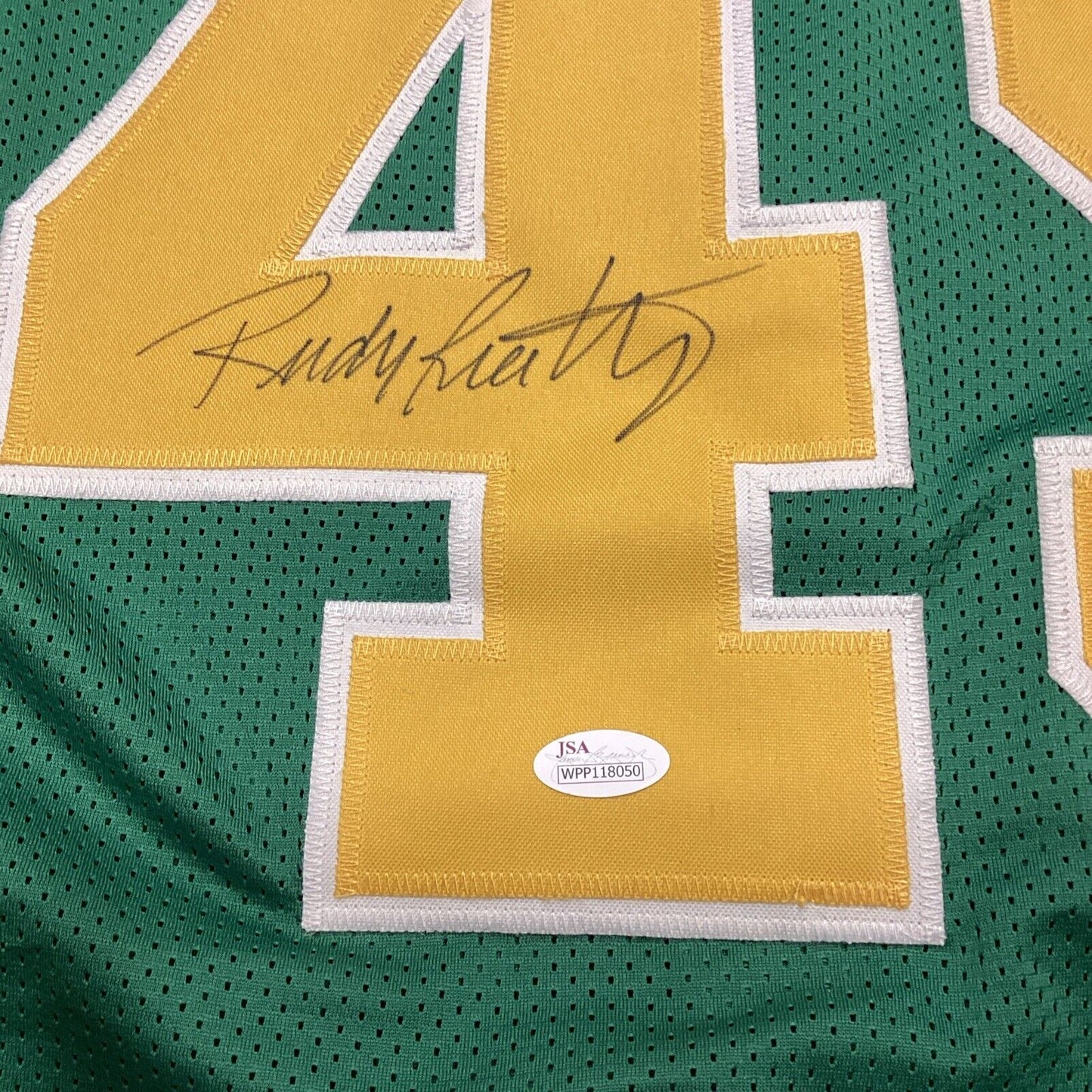 Rudy Ruettiger Autographed Notre Dame Custom Green Signed Jersey - JSA COA
