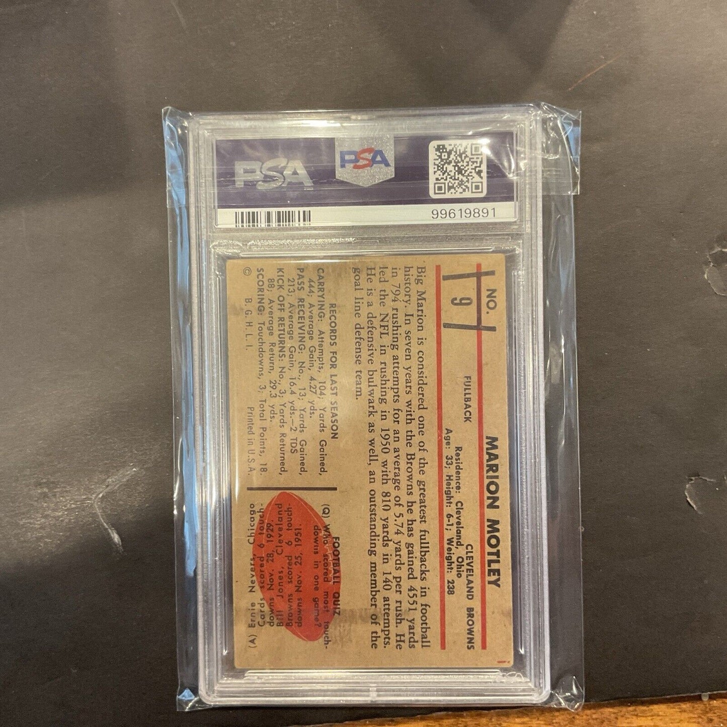 1953 Bowman Marion Motley #9 PSA2