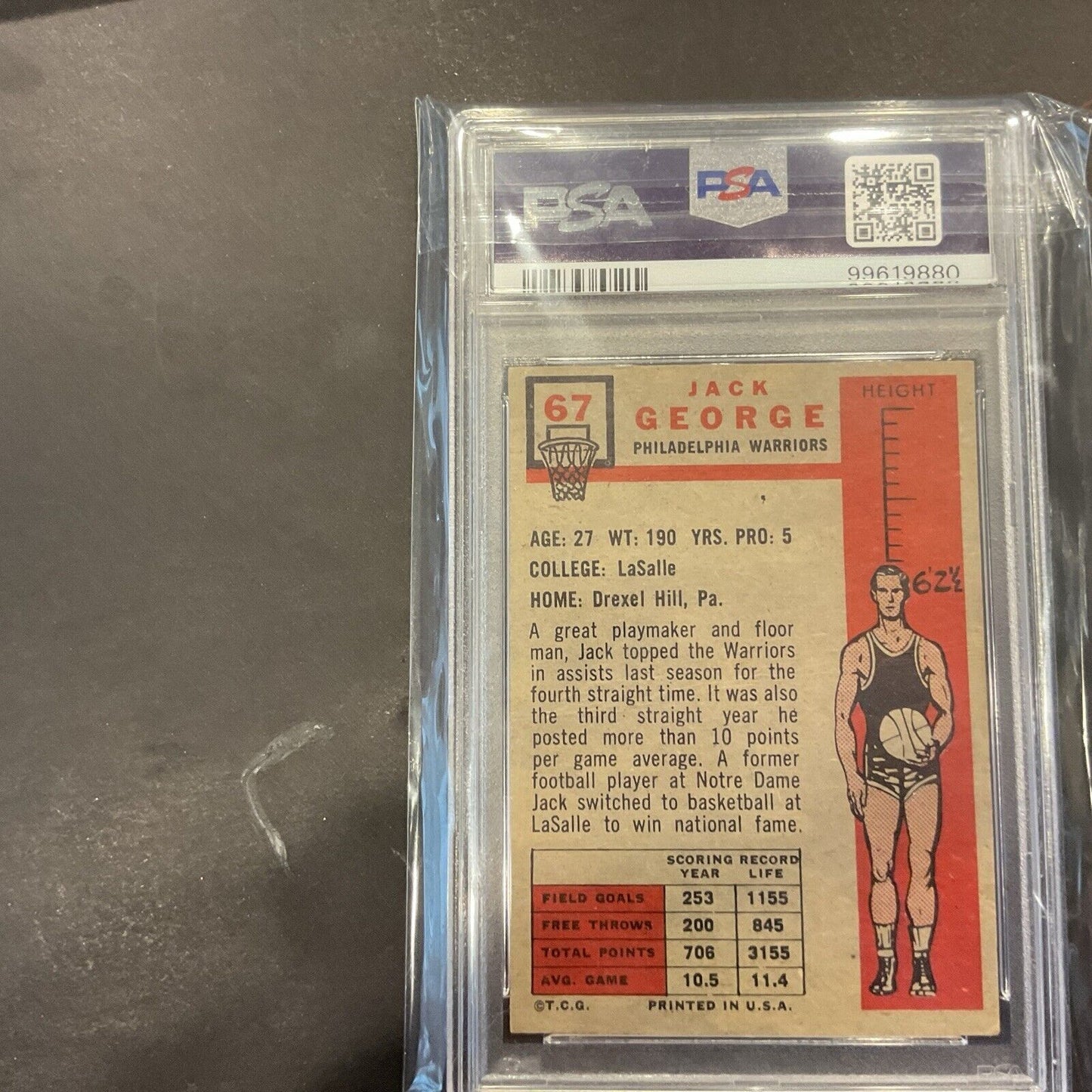 1957 Topps Jack George #67 PSA 2 excellent card