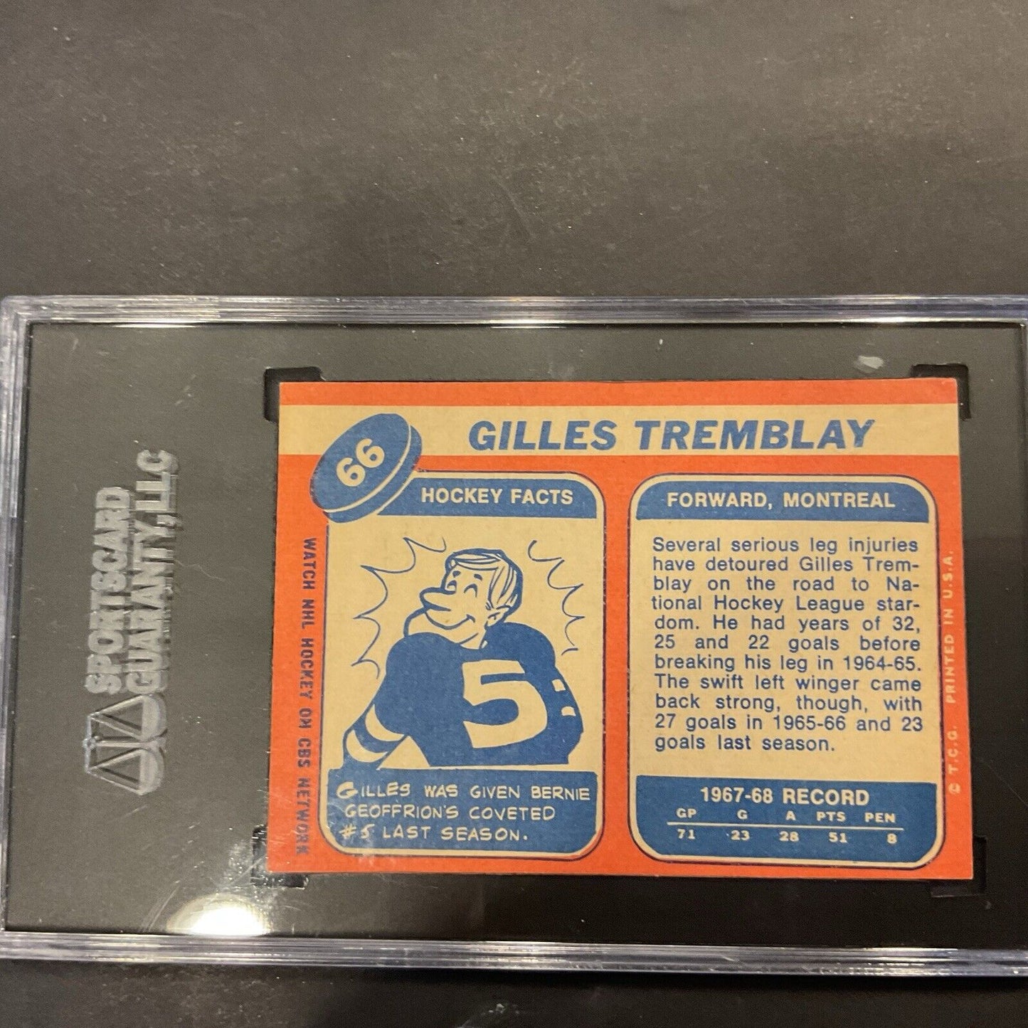 19 68–69 Tops #66 Gilles Tremblay SGC authenticated signature card