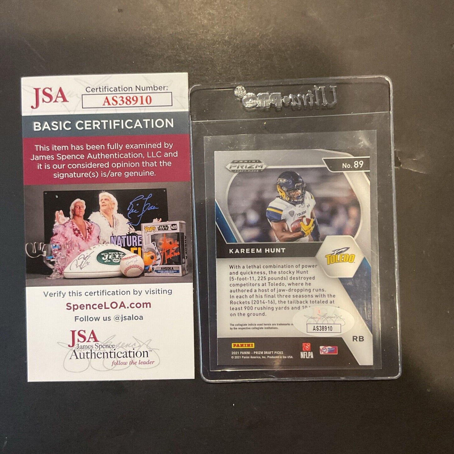 Autographed Kareem Hunt Panini prism 2020 #89 JSA authenticated