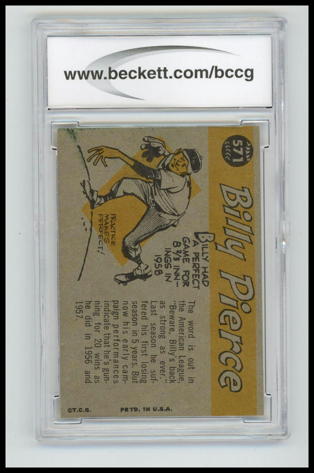 1960 Topps #571 Billy Pierce BCCG 8