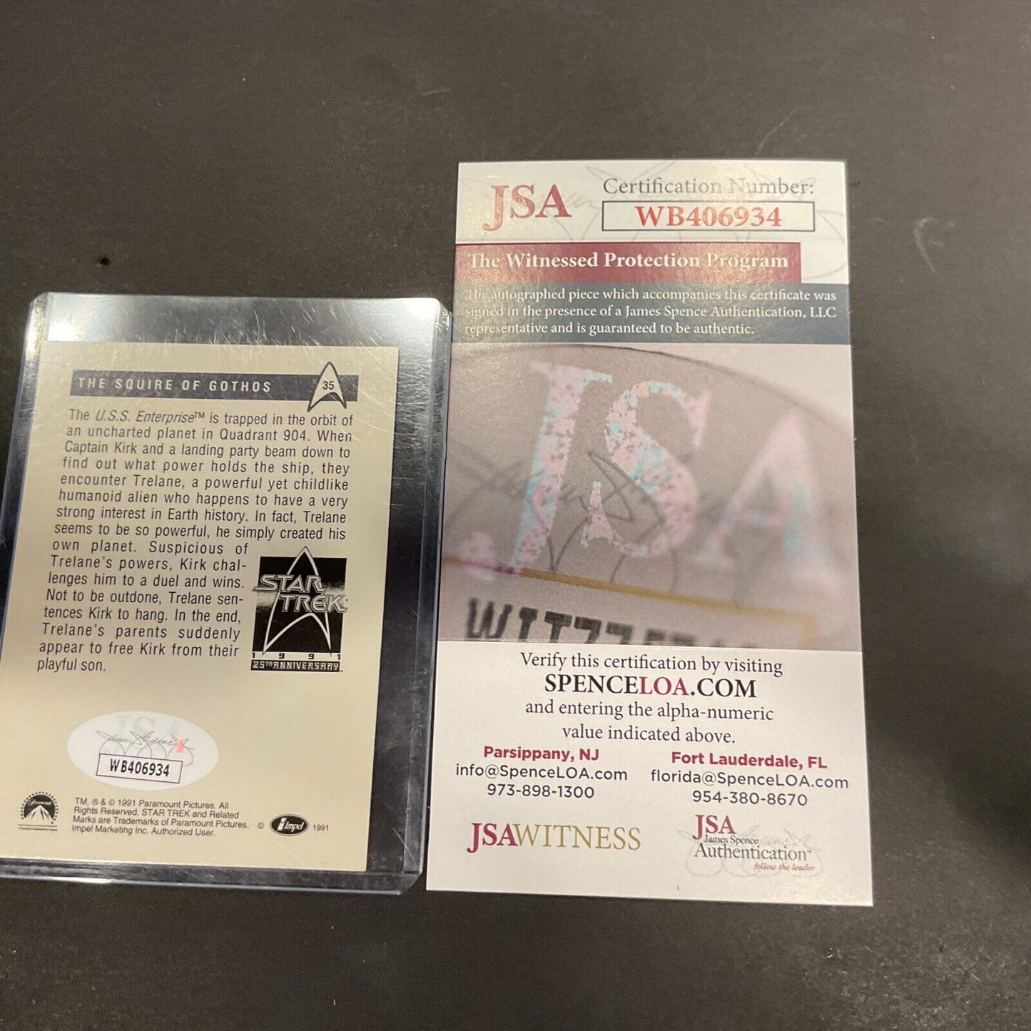 1991 Impel Star Trek 25th Anniversary #35 The Squire of Gothos JSA COA