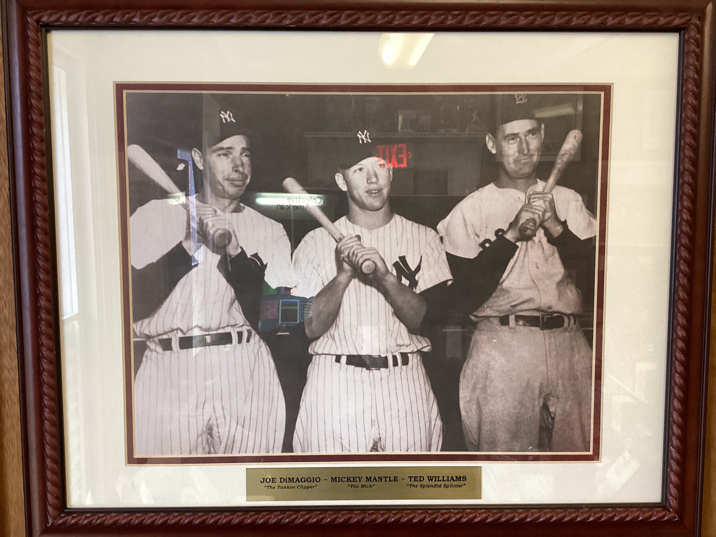 Joe DiMaggio – Mickey Mantle – Ted Williams framed photo