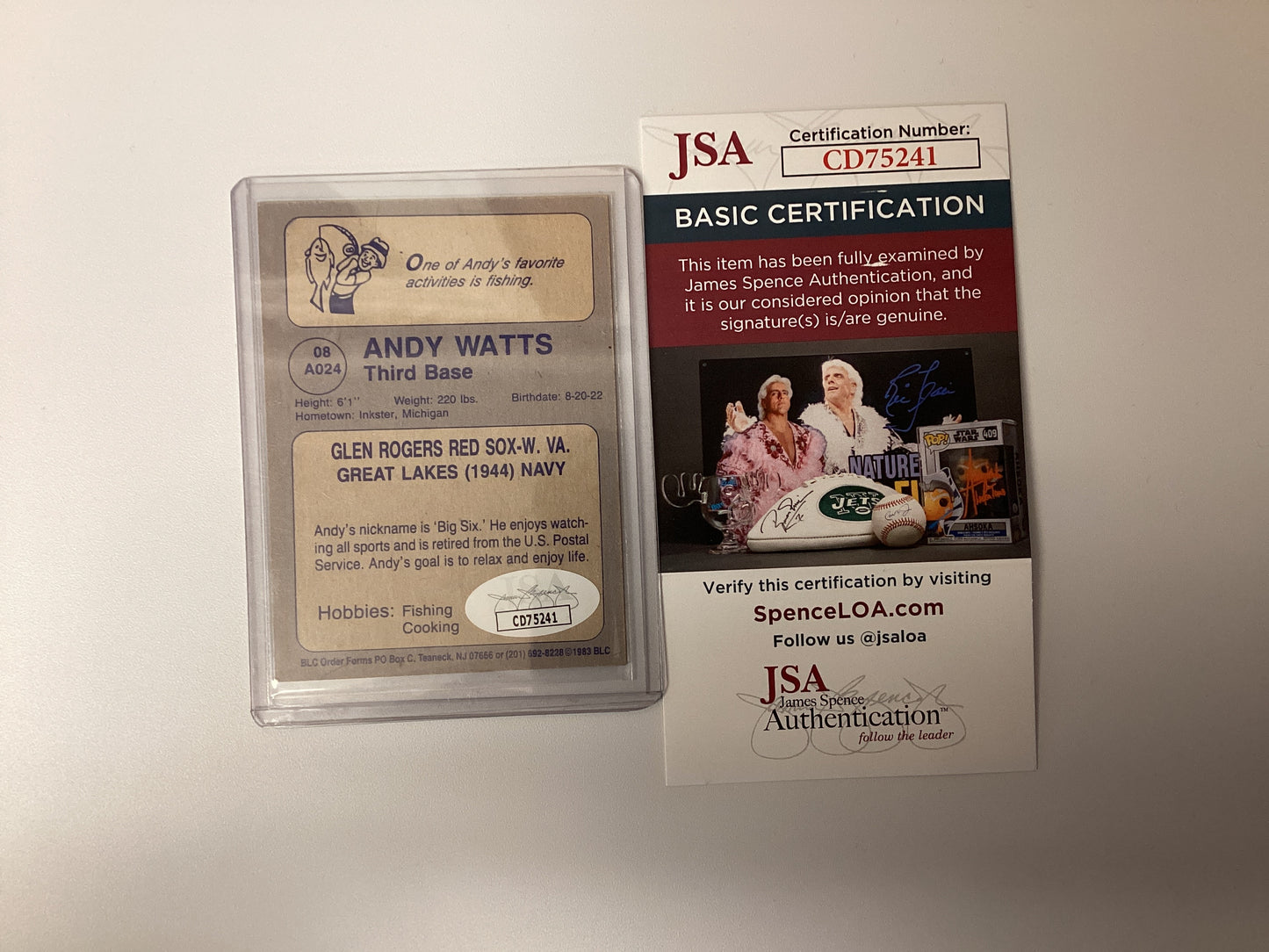 Andy Watts Signed Big League Card With JSA COA