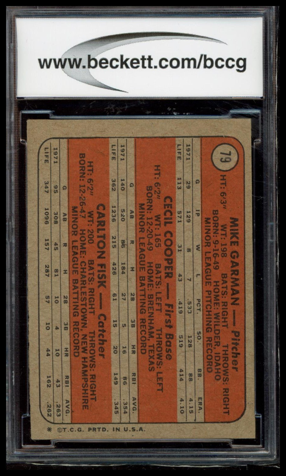 1972 Topps #79 Red Sox 1972 Rookie Garman Cooper Fisk)