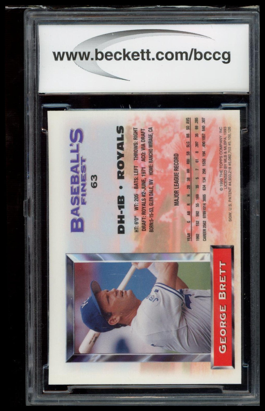 1993 Finest #63 George Brett SGC 9