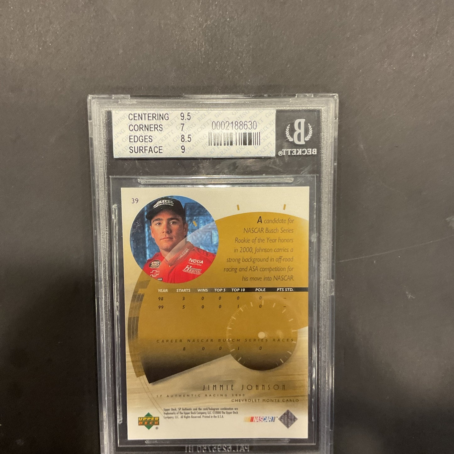 2000 Sp Authentic #39 Jimmy Johnson Beckett 7.5