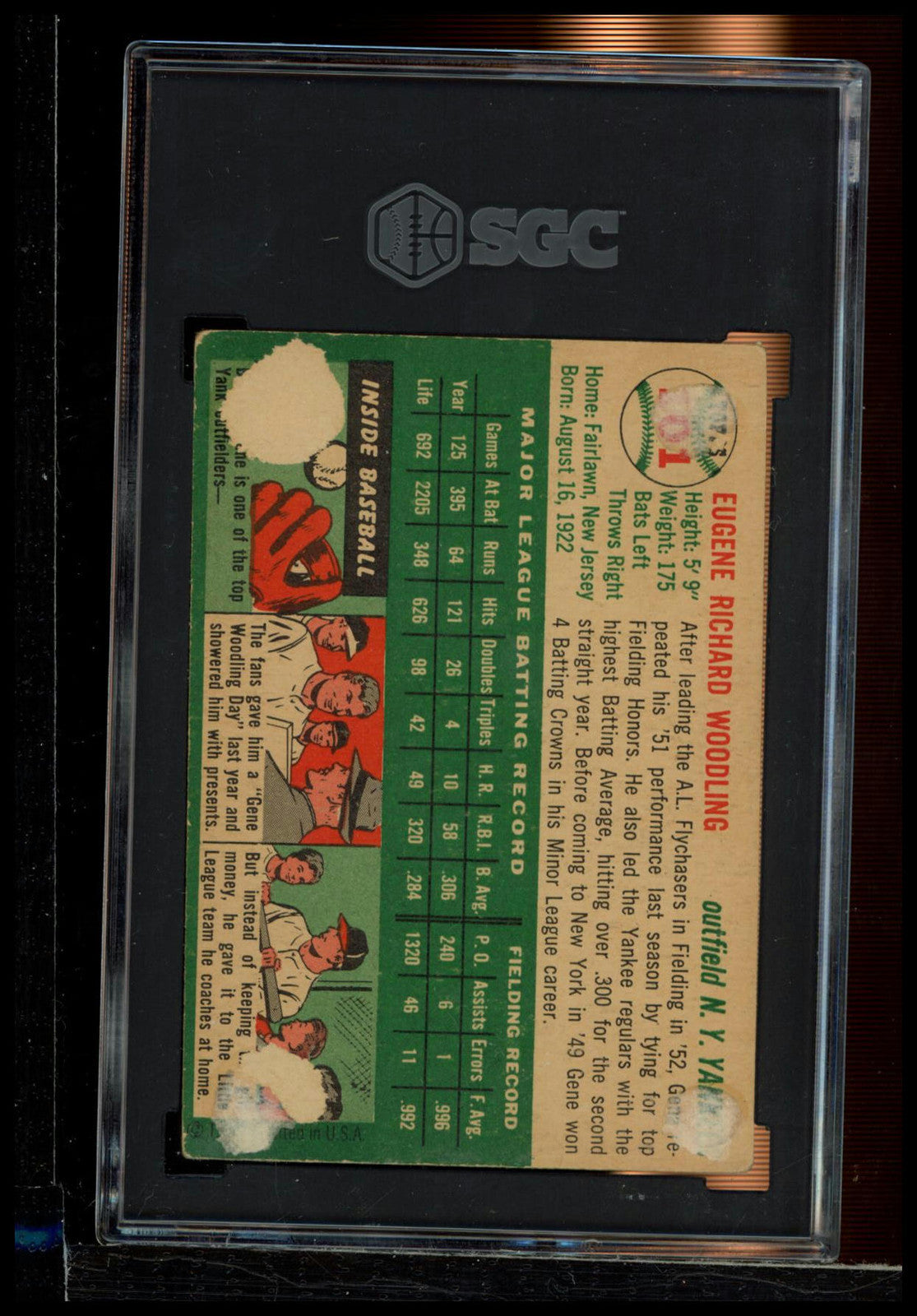 1954 Topps #101 Gene Woodling SGC 1