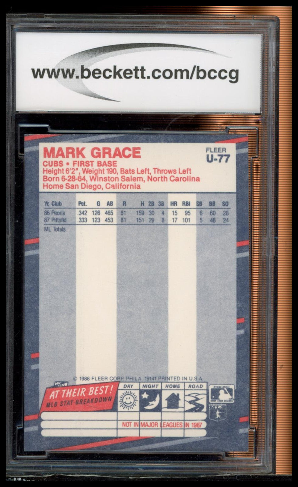 1988 Fleer Update #U-77 Mark Grace BCCG 10