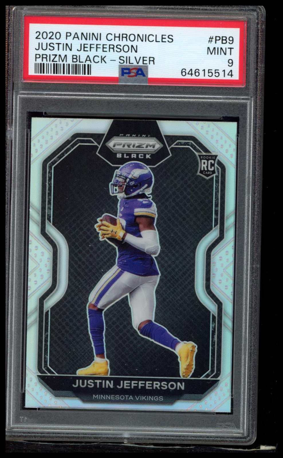 2020 Panini Chronicles #PB9 Justin Jefferson Prizm Black-Silver PSA 9