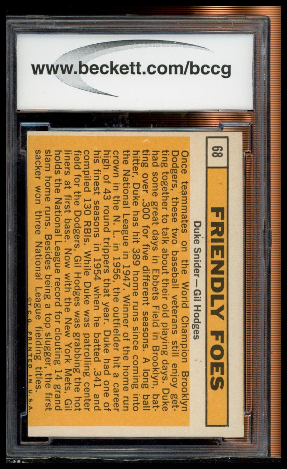 1963 Topps #68 Friendly Foes (Gil Hodges / Duke Snider) BCCG 7