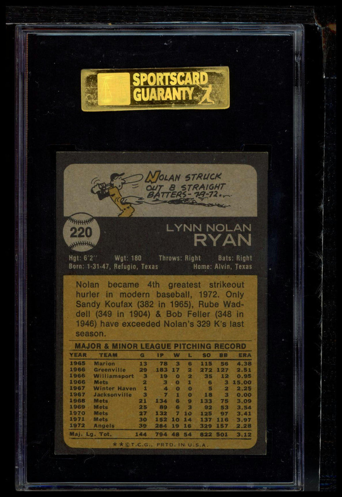 1973 Topps #220 Nolan Ryan SGC 7