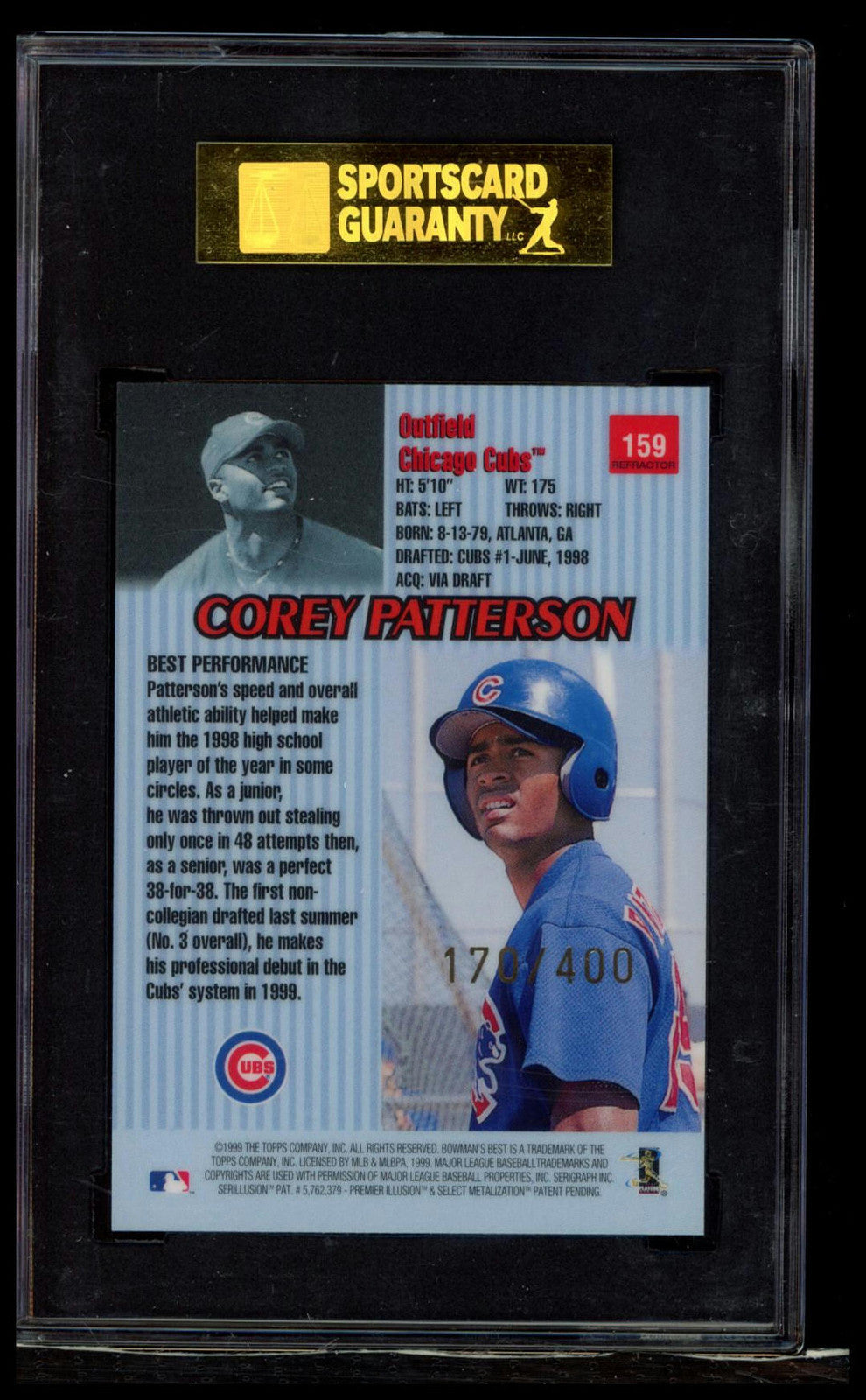 1999 Bowman's Best #159 Corey Patterson SGC 9