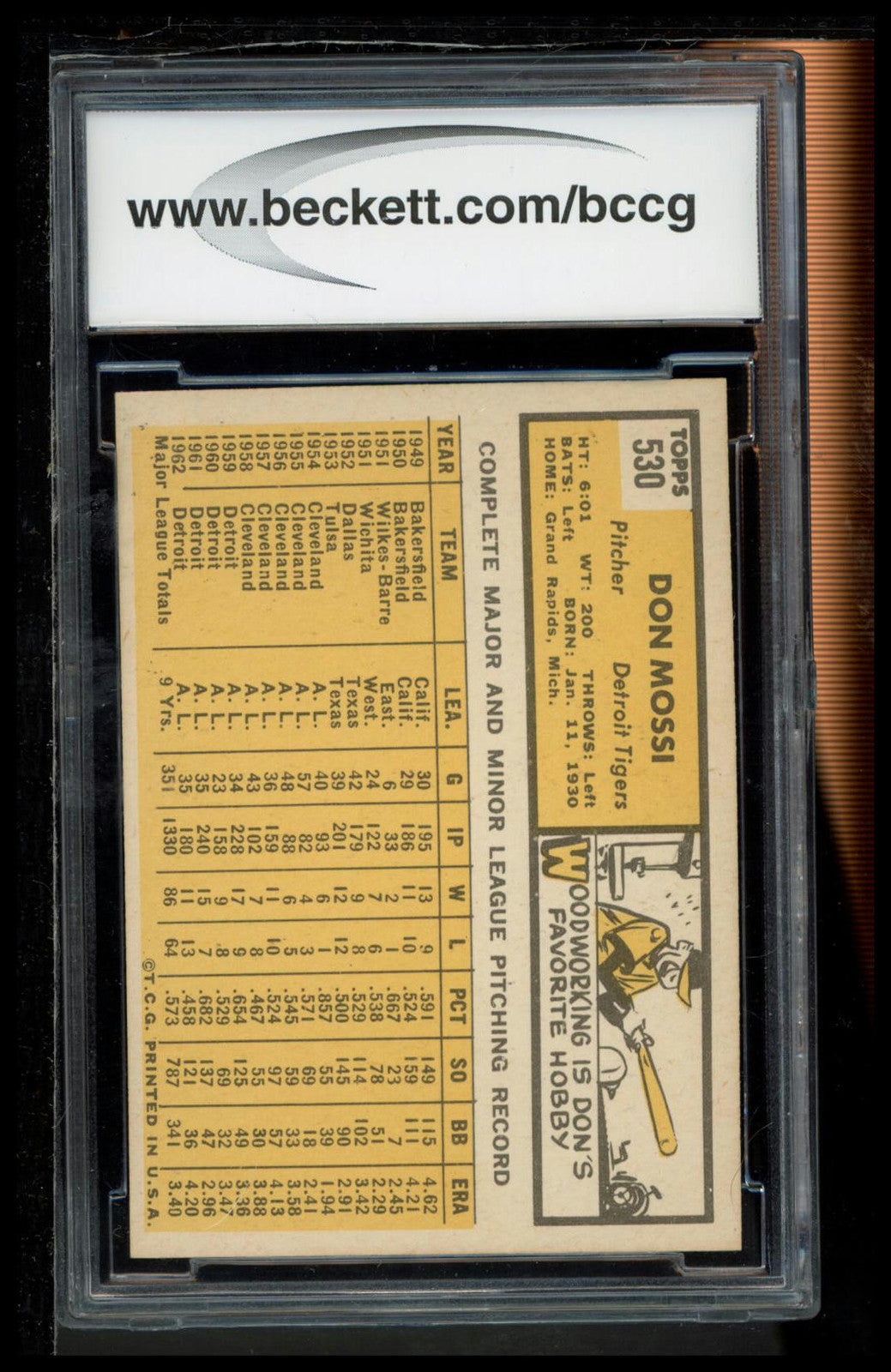 1963 Topps #530 Don Mossi BCCG 8