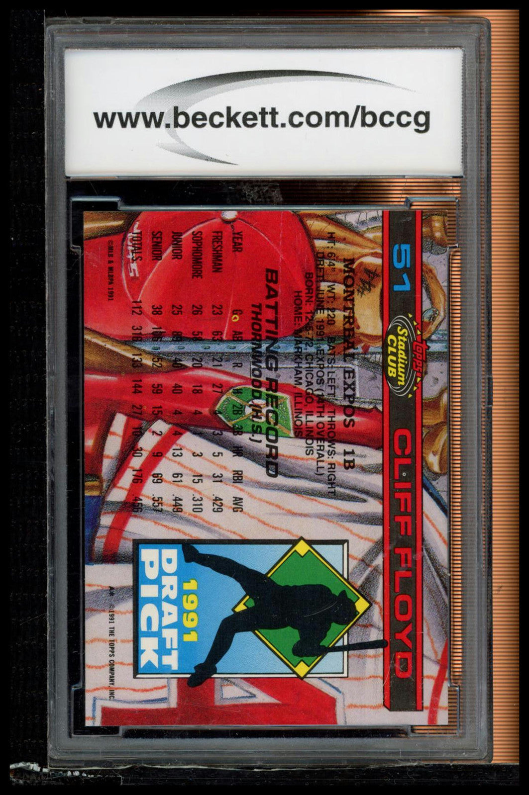 1992 Stadium Club Dome #51 Cliff Floyd BCCG 10