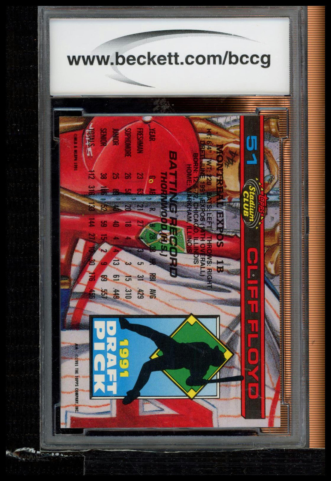 1992 Stadium Club Dome #51 Cliff Floyd BCCG 10