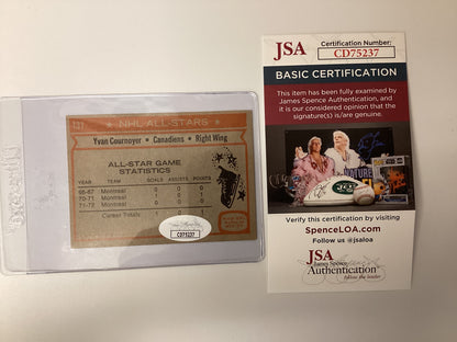 Yvan Cournoyer Signed 1971-72 Card With JSA COA