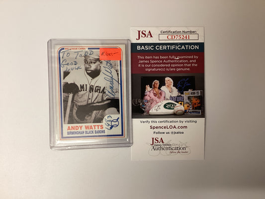 Andy Watts Signed Big League Card With JSA COA