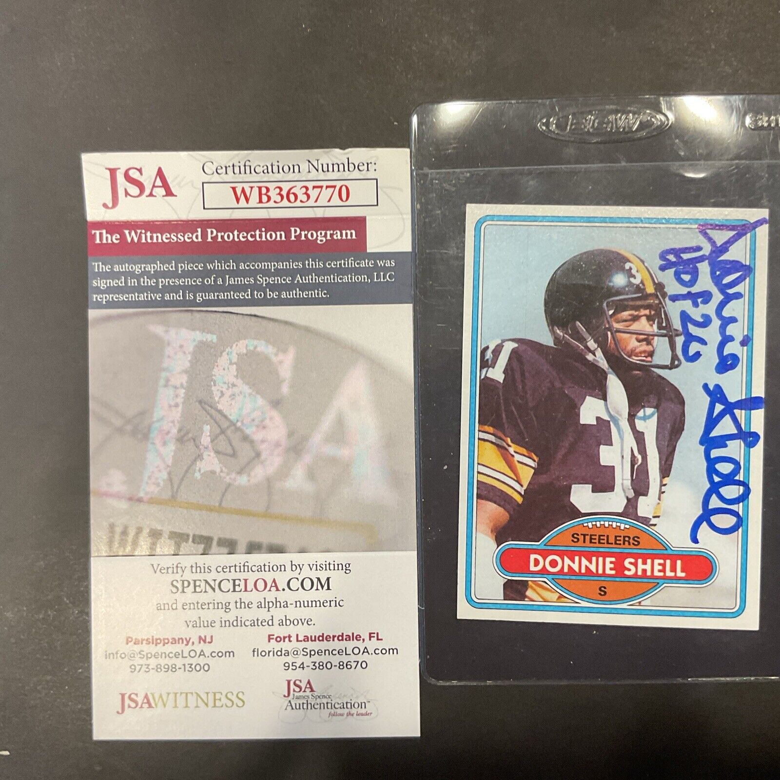 Autographed Donnie Shell 1980 card #256 JSA Authentication 