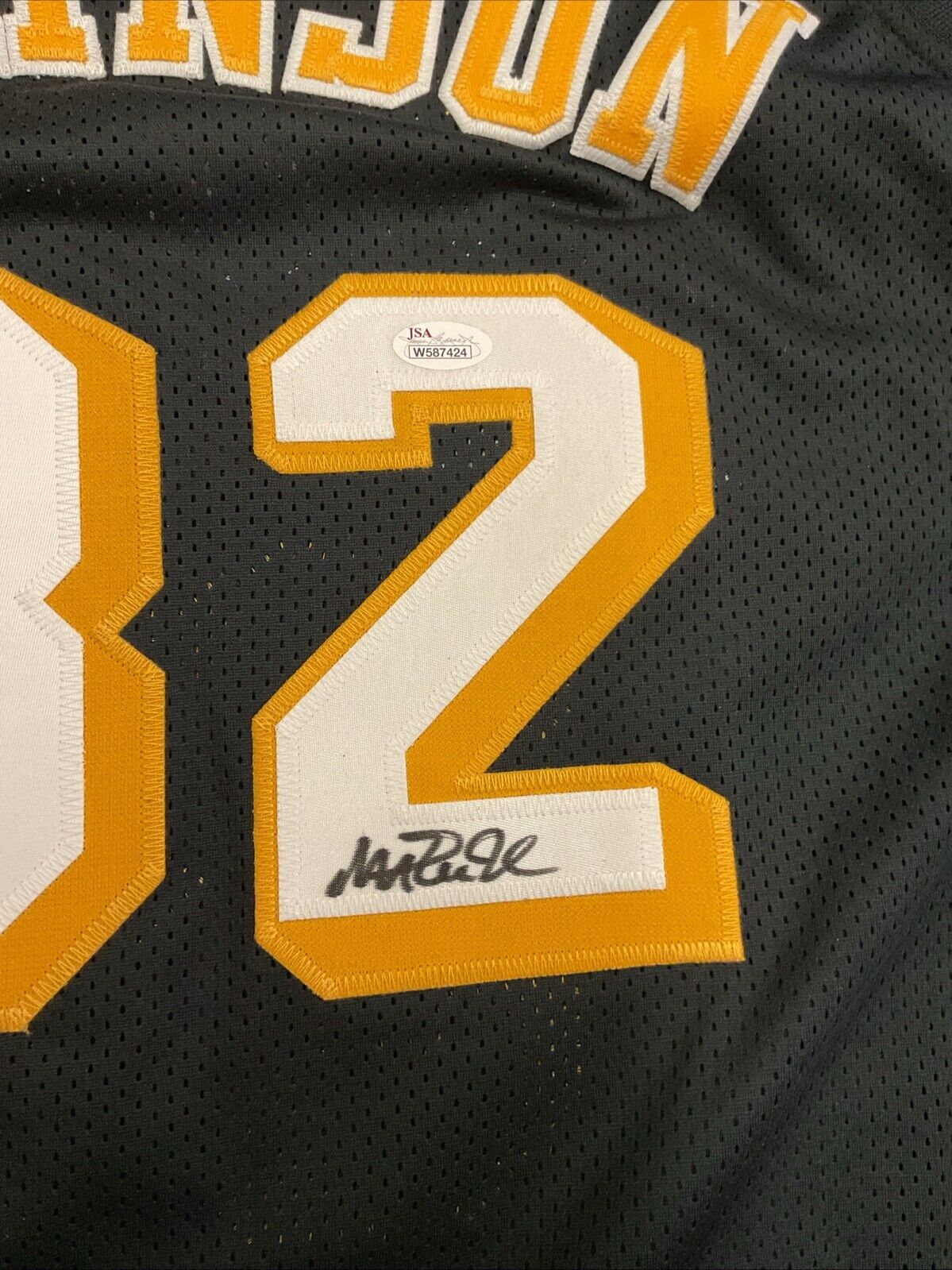 Magic Johnson Autographed Black Pro Style Custom Jersey JSA Authentication
