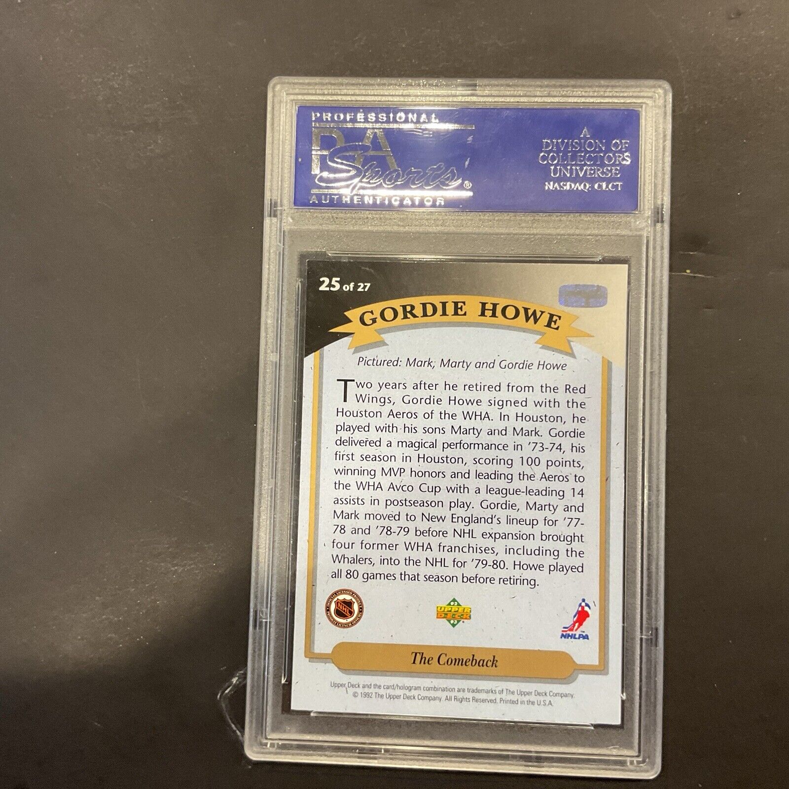 1992 upper deck how heroes #25 Gordie Howe PSA authenticated signature card