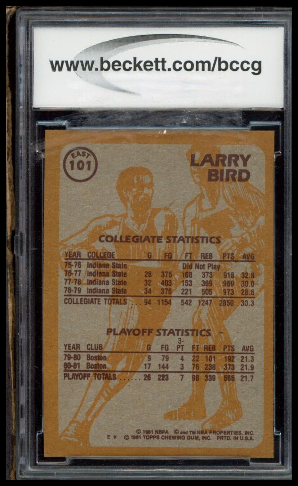 1981-82 Topps #E101 Larry Bird BCCG 9