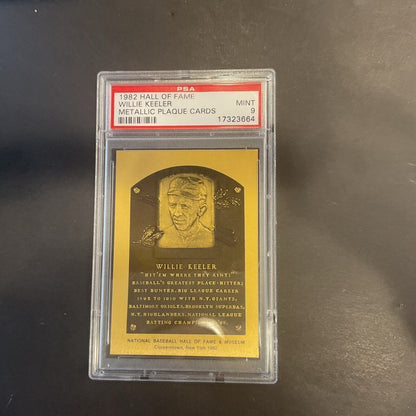 1982 Hall Of Fame Willie Keeler Metallic Plaque Card PSA 9
