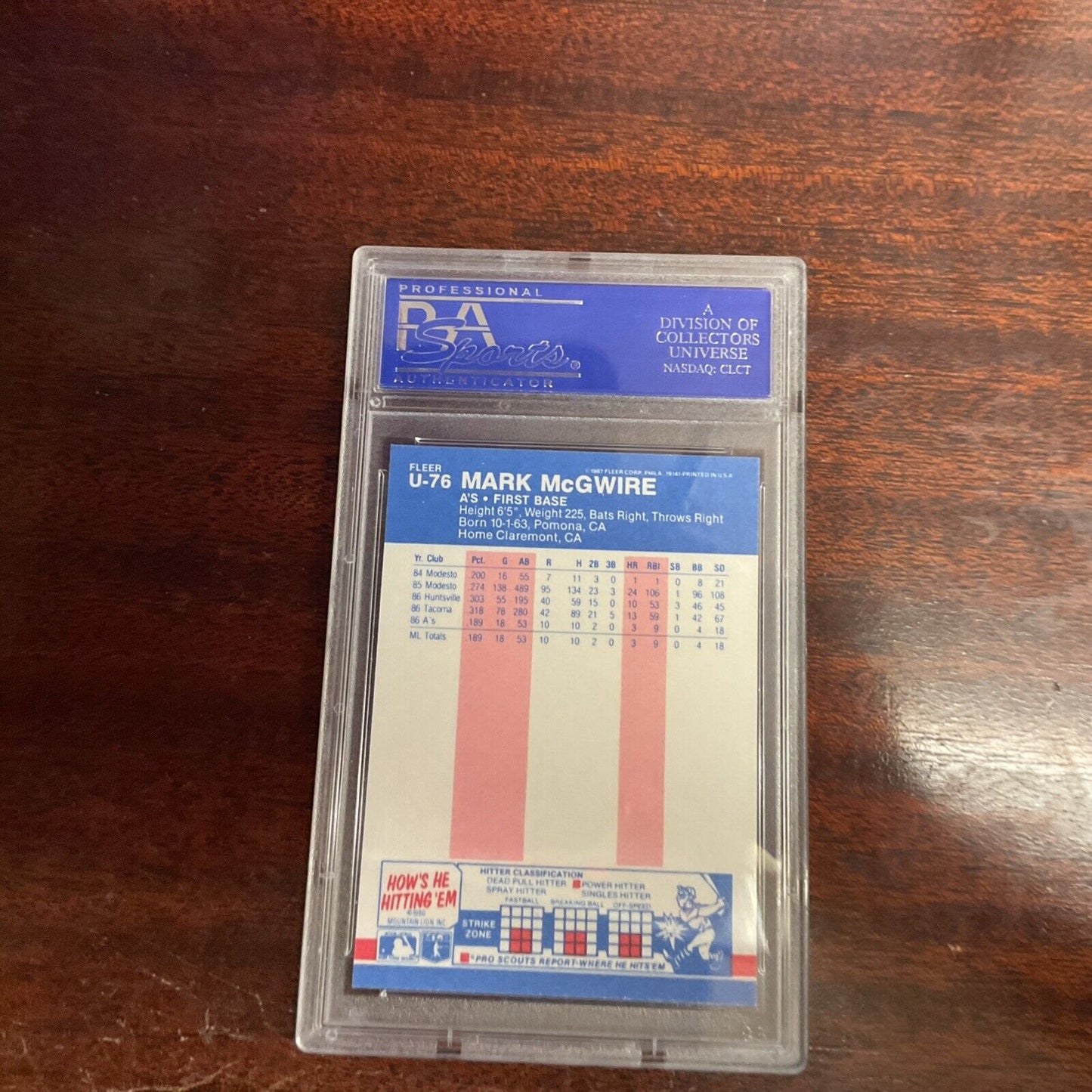 1987 Fleer Update #U – 76 Mark Mcguire PSA 9