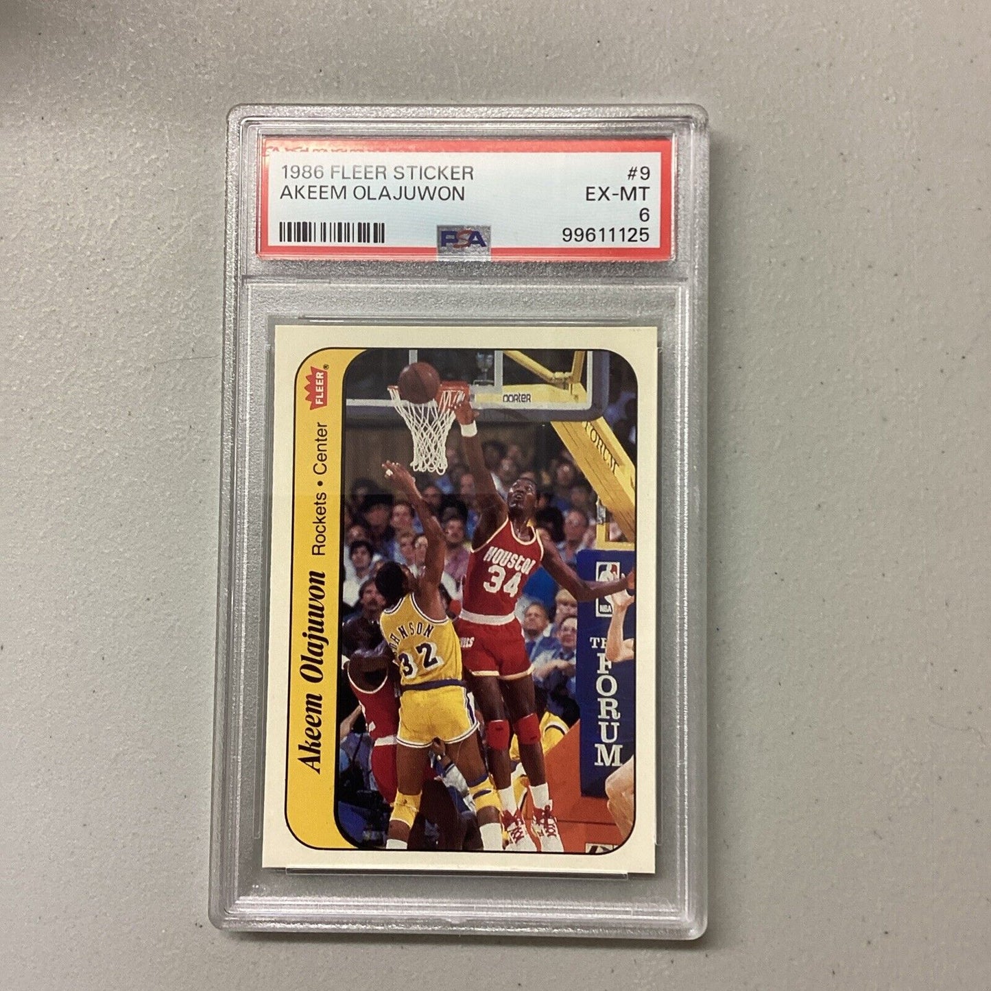 1986 Fleer Sticker #9 Akeem Olajuwon PSA Grade 6